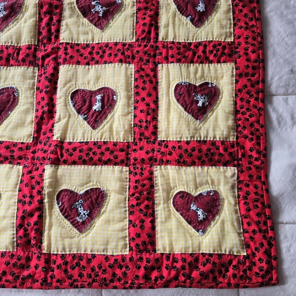 Handmade Disney 101 Dalmatians Baby Quilt Set Plush Dogs Burp Cloth‎ Gift